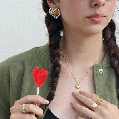 Aretes Corazon Show Chuncky Chapa 18k