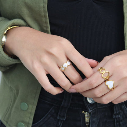 Anillo Corazones Blancos Chapa 18k