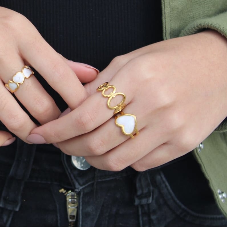 Anillo Corazón Blanco Chapa 18k