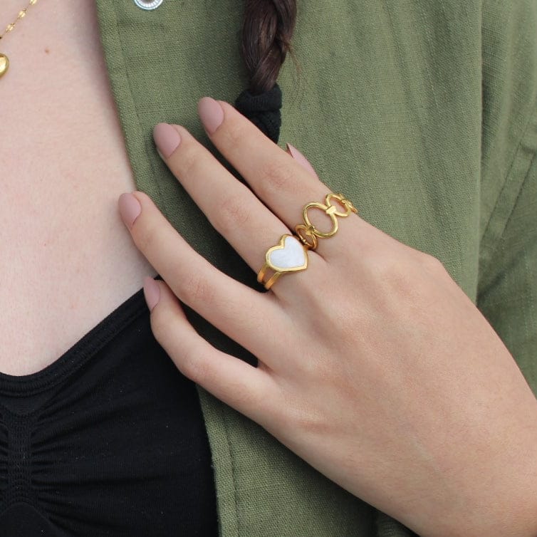 Anillo Corazón Blanco Chapa 18k