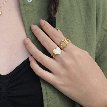 Anillo Corazón Blanco Chapa 18k