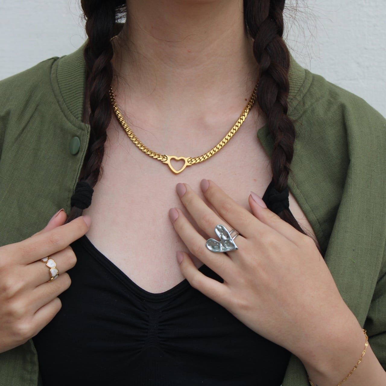 Collar Corazón Chuncky Chapa 18k