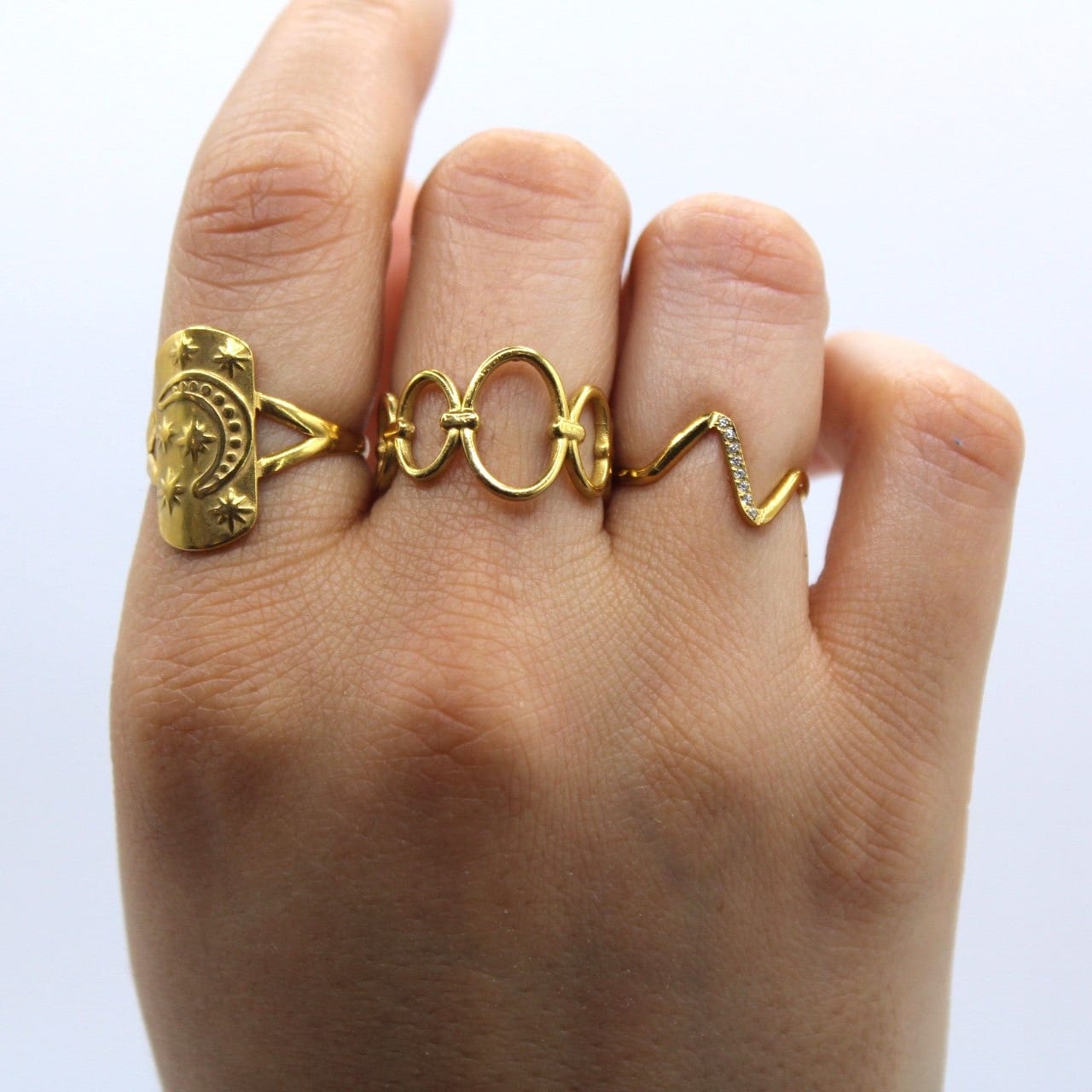 Anillo Luna Lienzo Chapa 18k Ajustable